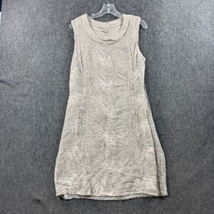 Lina Tomei Dress Women's Extra Large Brown 100% Linen Embroidered Made in Italy